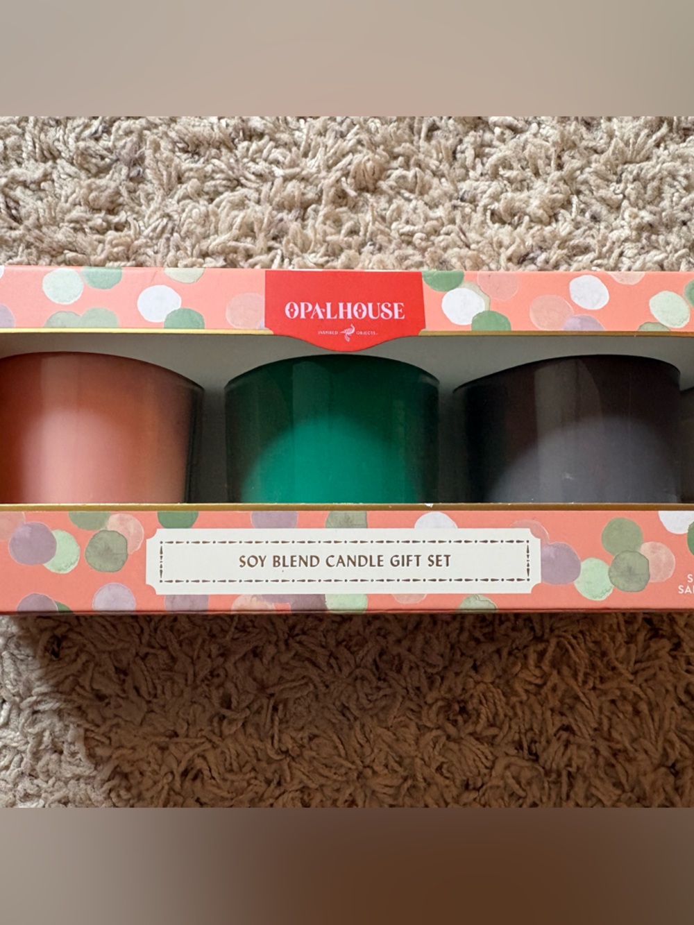 Opalhouse Coral, Emerald, Charcoal Glass Candle Trio